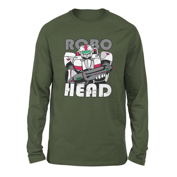 Robo Head Men/Unisex Drop Shoulder Sweatshirt in Military Green color